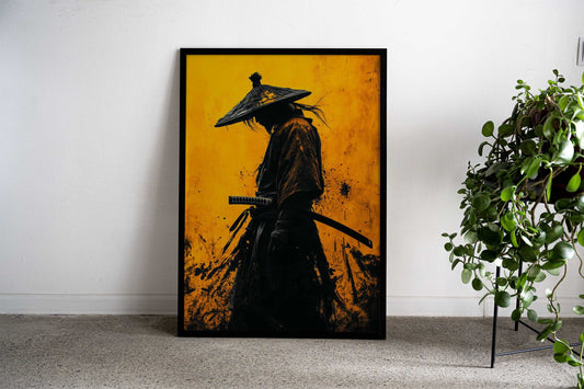 Samurai yellow silhouette Asian Style Poster | Wall Art for Home & Office | High-Quality Print - High-Quality Visual Display