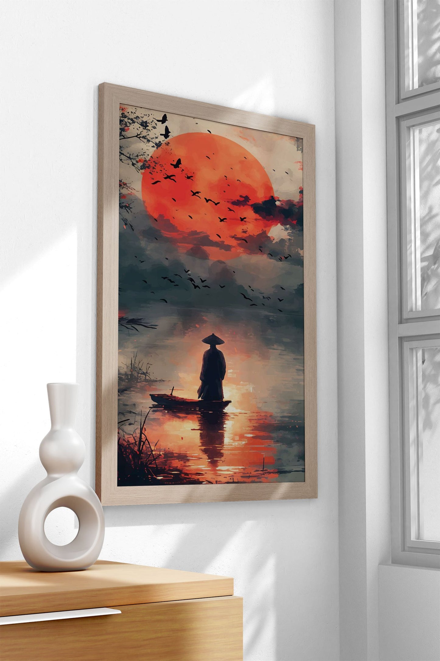 Silhouette at Sunset Asian Style Poster | Wall Art for Home & Office | High-Quality Print - High-Quality Premium Wall Art Decor Sticker