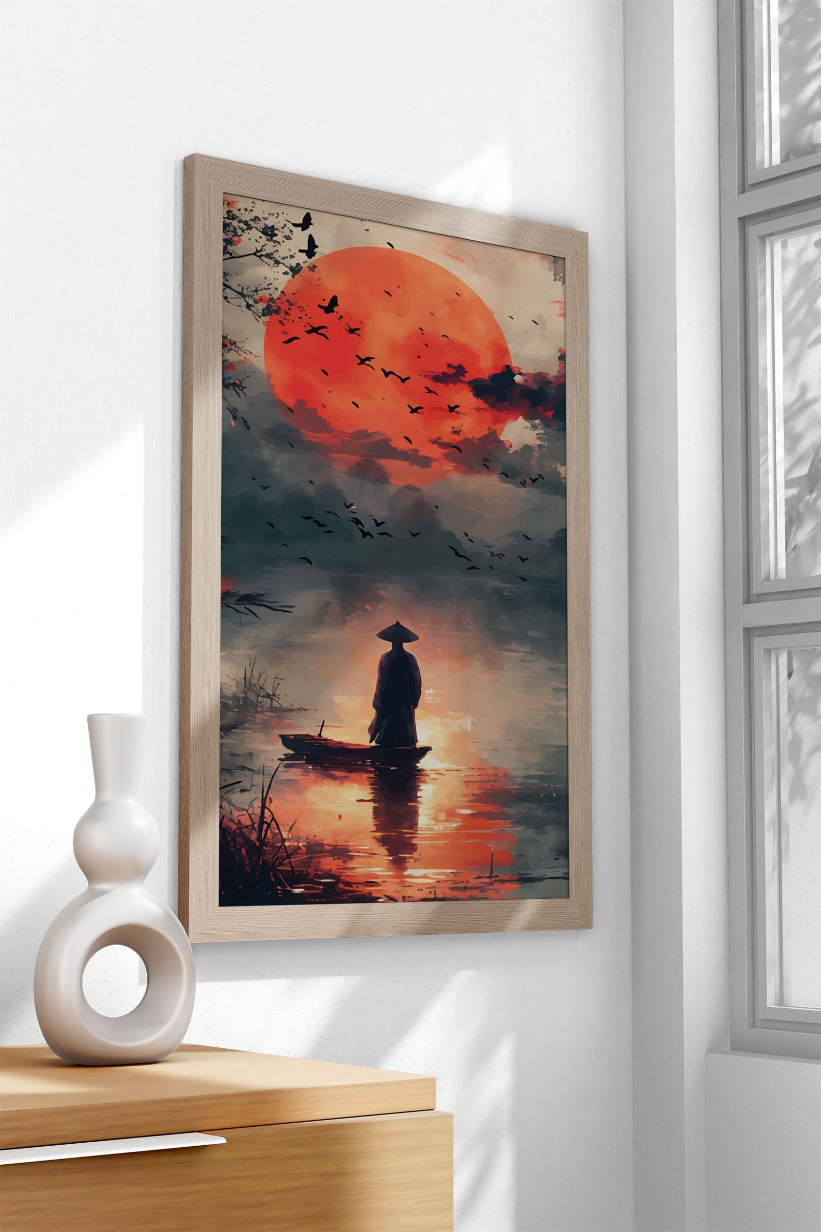 Silhouette at Sunset Asian Style Poster | Wall Art for Home & Office | High-Quality Print - High-Quality Premium Wall Art Decor Sticker