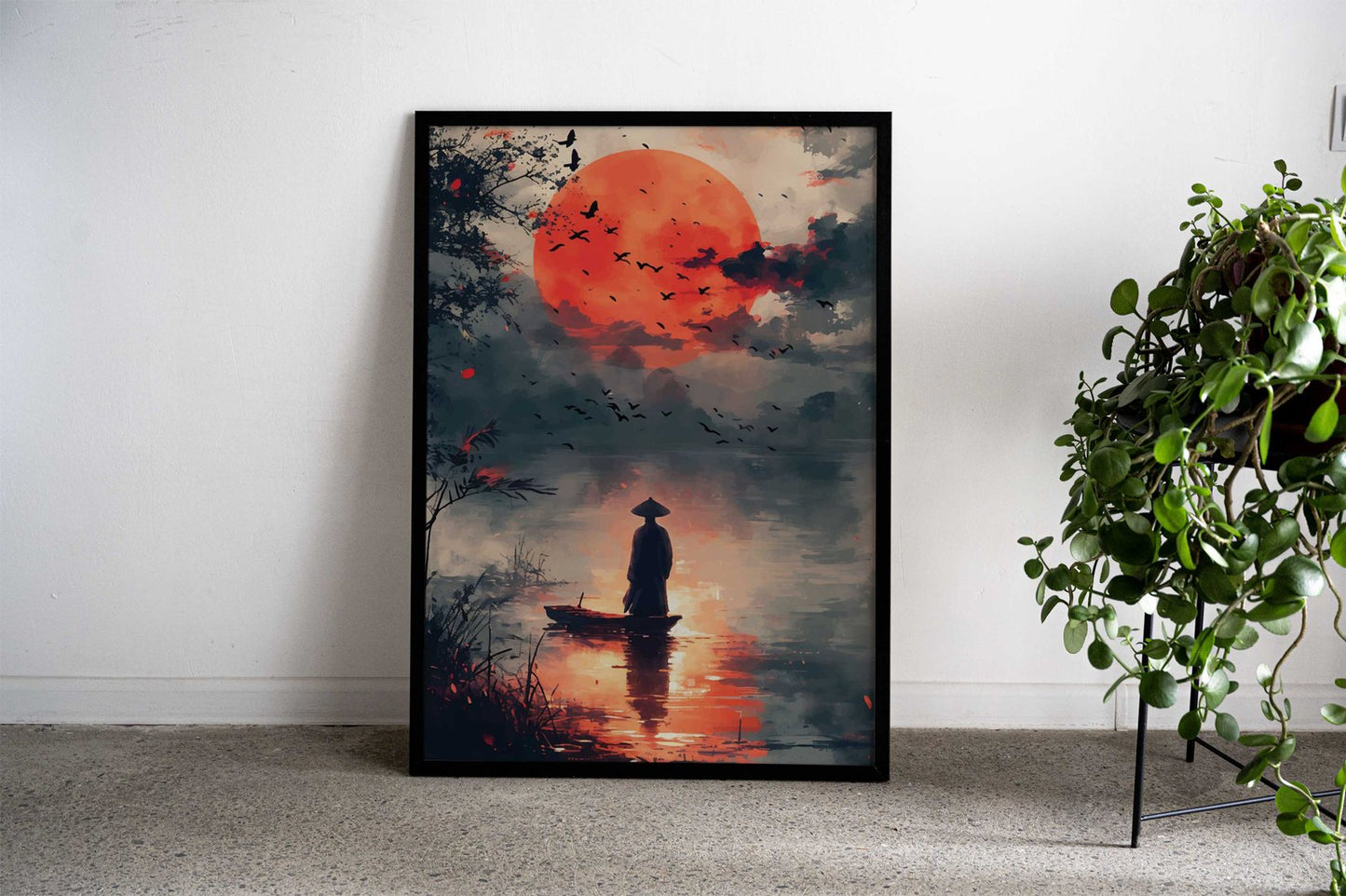Silhouette at Sunset Asian Style Poster | Wall Art for Home & Office | High-Quality Print - High-Quality Premium Wall Art Decor Sticker