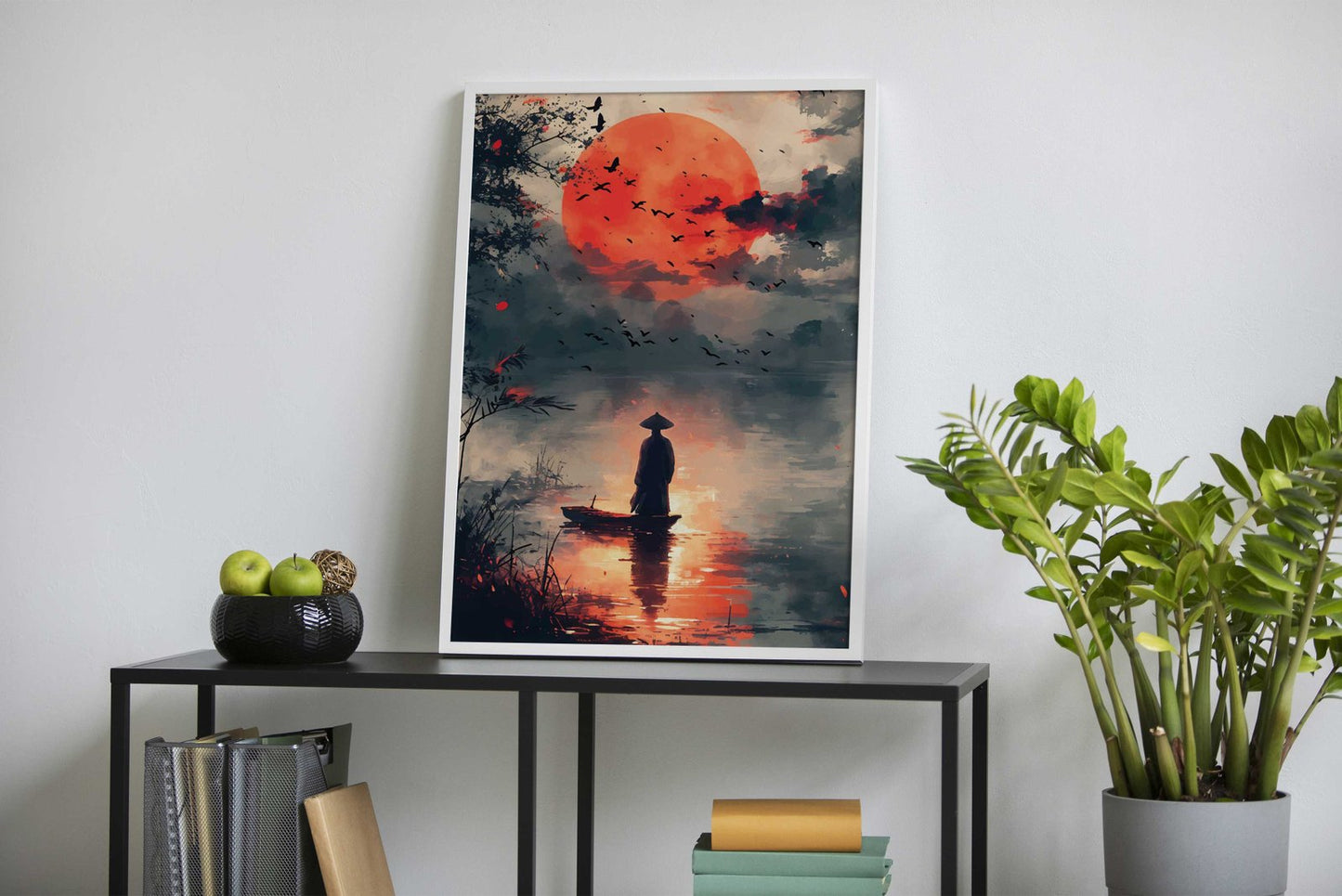 Silhouette at Sunset Asian Style Poster | Wall Art for Home & Office | High-Quality Print - High-Quality Premium Wall Art Decor Sticker