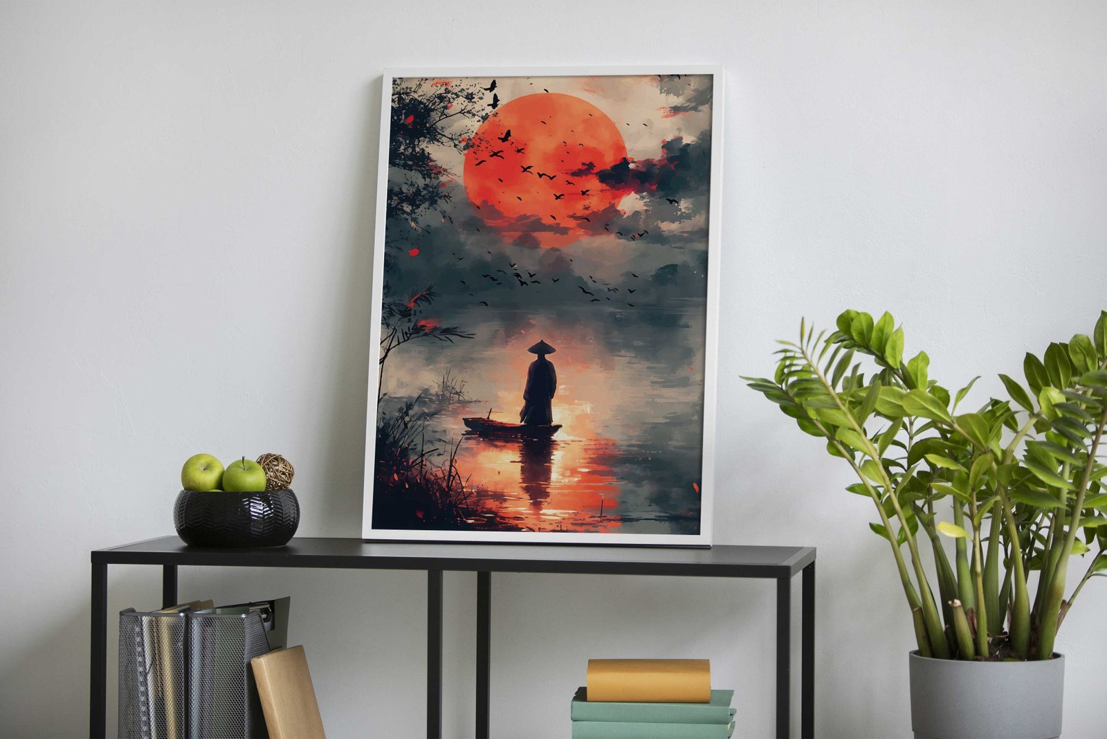 Silhouette at Sunset Asian Style Poster | Wall Art for Home & Office | High-Quality Print - High-Quality Premium Wall Art Decor Sticker