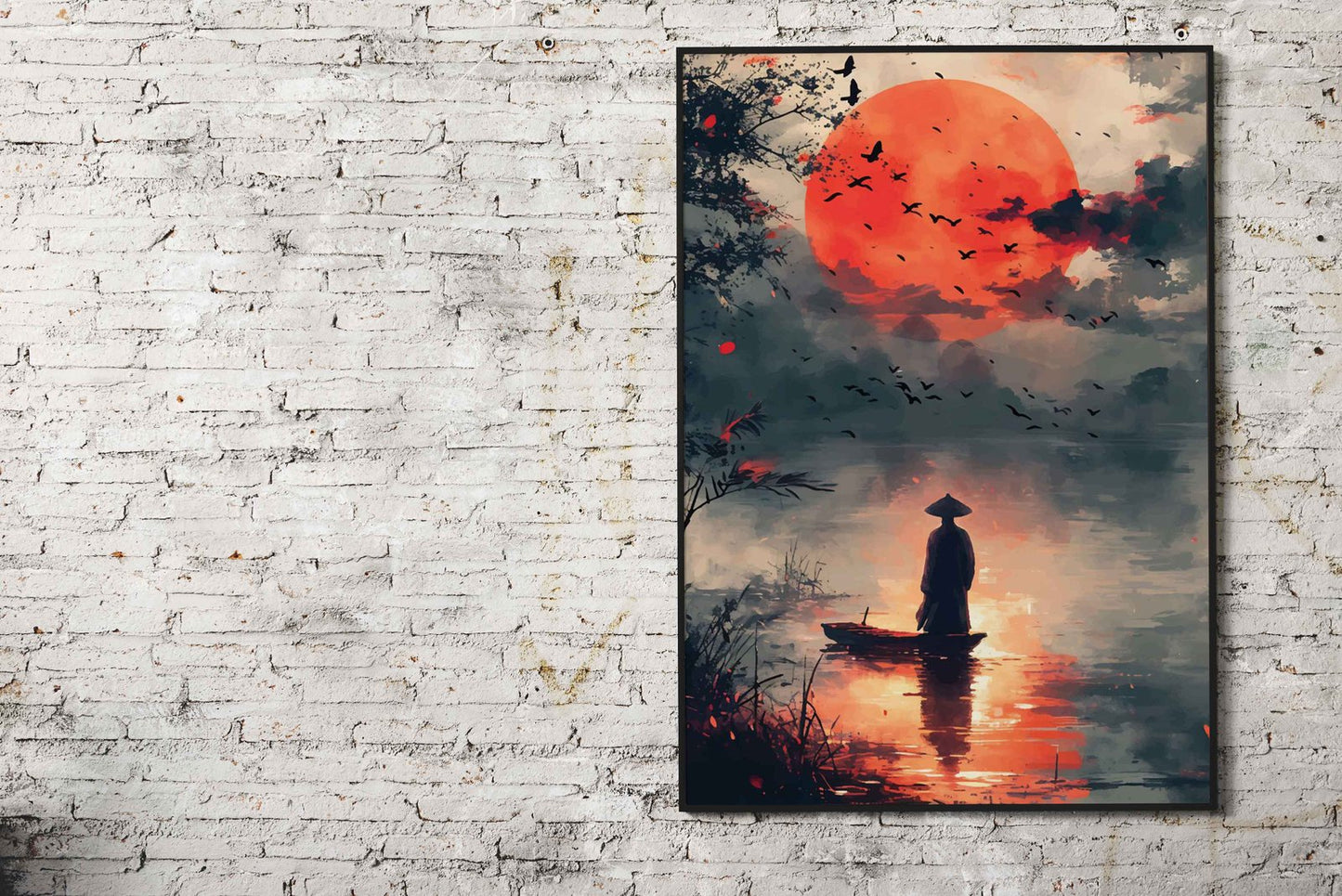 Silhouette at Sunset Asian Style Poster | Wall Art for Home & Office | High-Quality Print - High-Quality Premium Wall Art Decor Sticker