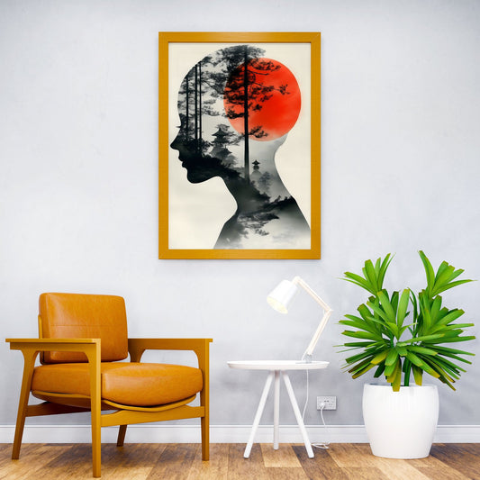 Silhouette with Japanese Landscape Asian Style Poster | Wall Art for Home & Office | High-Quality Print - High-Quality Visual Display