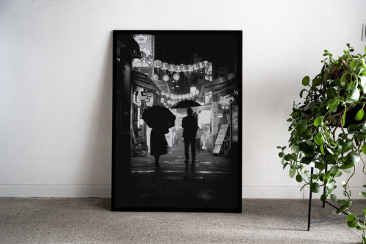Silhouettes in a Japanese Alley Asian Style Poster | Wall Art for Home & Office | High-Quality Print - High-Quality Visual Display