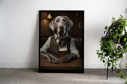 Silver Labrador in the Pub Asian Style Poster | Wall Art for Home & Office | High-Quality Print - High-Quality Visual Display