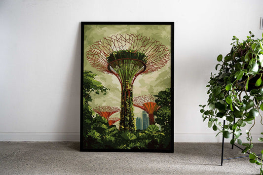 Singapore Supertrees Asian Style Poster | Wall Art for Home & Office | High-Quality Print - High-Quality Visual Display