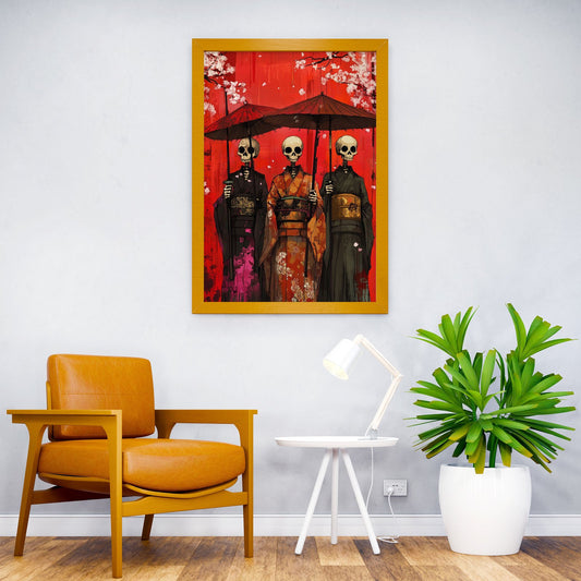 Skeletal Geishas Asian Style Poster | Wall Art for Home & Office | High-Quality Print - High-Quality Visual Display