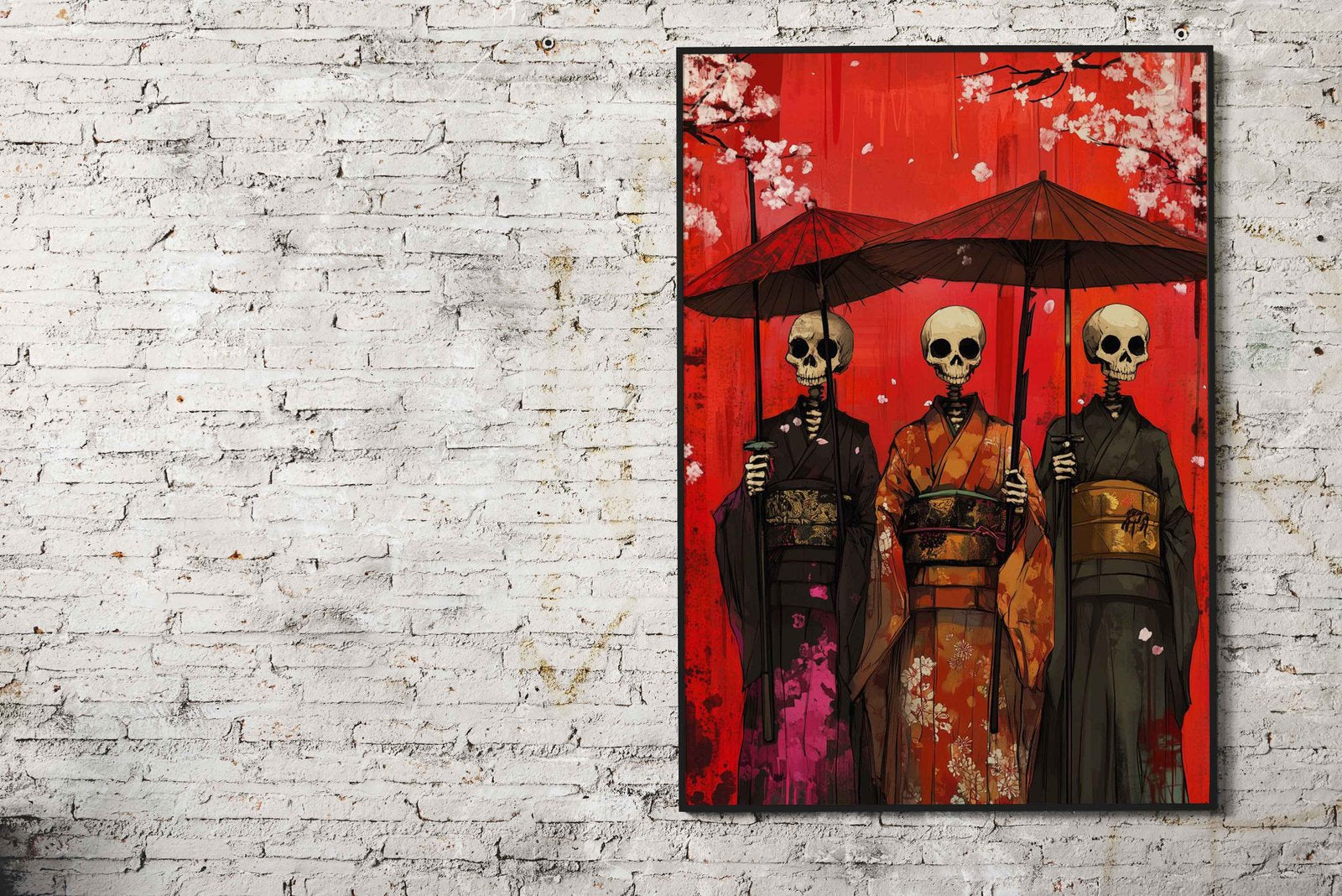 Skeletal Geishas Asian Style Poster | Wall Art for Home & Office | High-Quality Print - High-Quality Visual Display