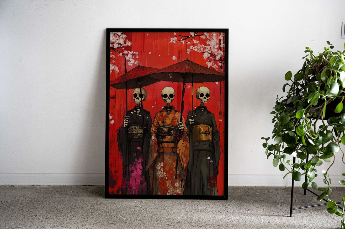Skeletal Geishas Asian Style Poster | Wall Art for Home & Office | High-Quality Print - High-Quality Visual Display