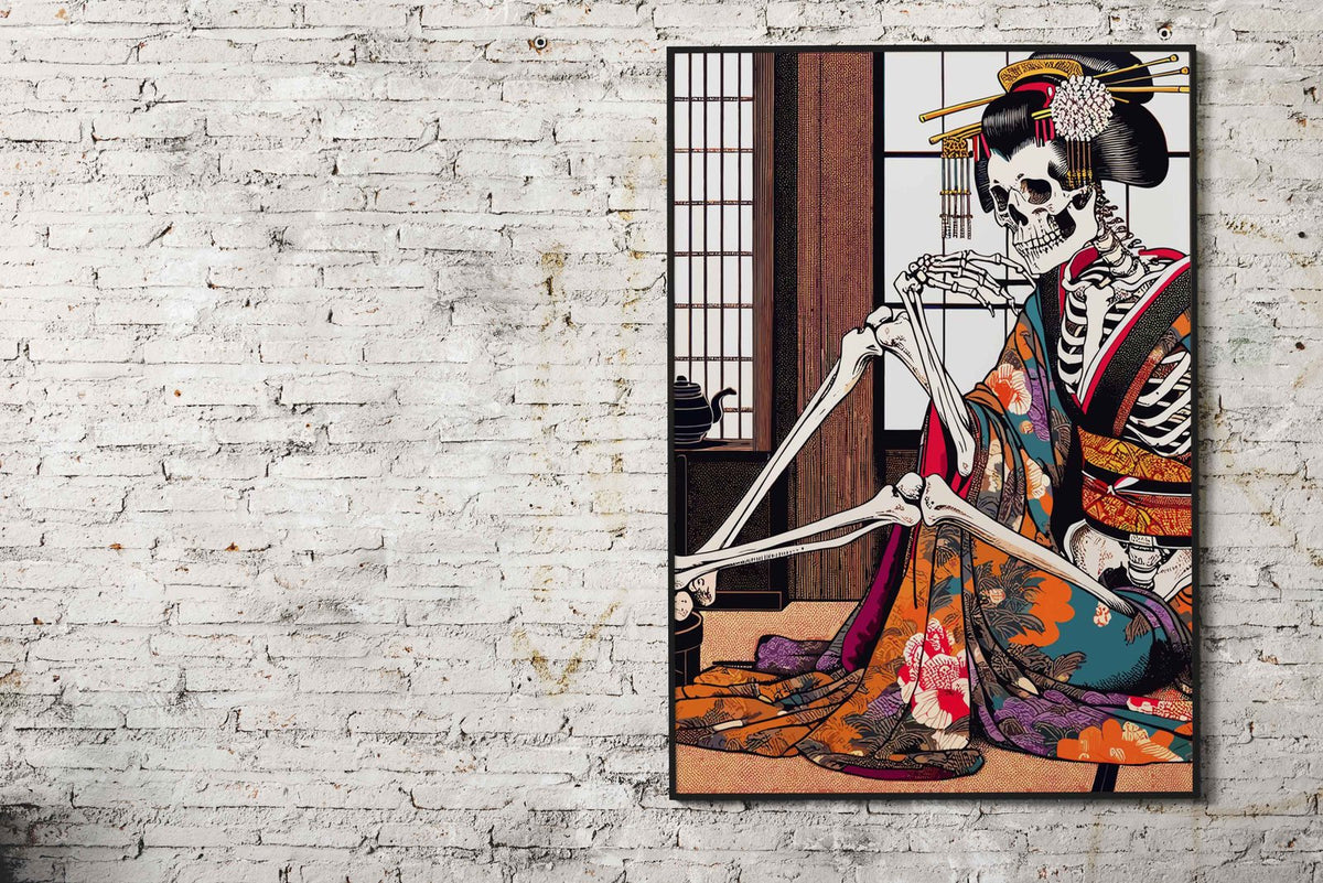 Skeleton Geisha Asian Style Poster | Wall Art for Home & Office | High-Quality Print - High-Quality Visual Display