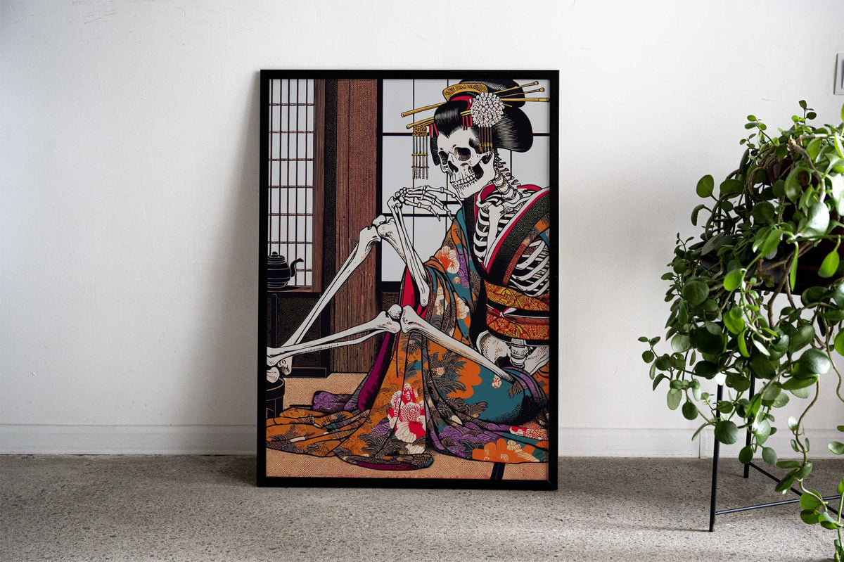 Skeleton Geisha Asian Style Poster | Wall Art for Home & Office | High-Quality Print - High-Quality Visual Display