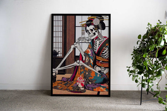 Skeleton Geisha Asian Style Poster | Wall Art for Home & Office | High-Quality Print - High-Quality Visual Display