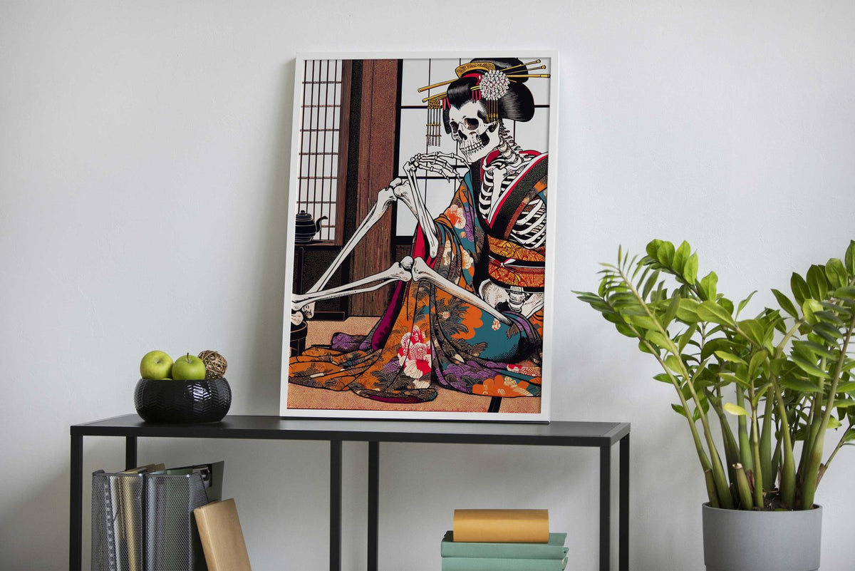 Skeleton Geisha Asian Style Poster | Wall Art for Home & Office | High-Quality Print - High-Quality Visual Display