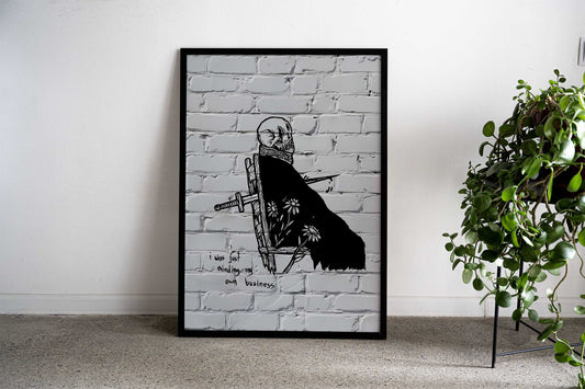 Skull in a Chair Asian Style Poster | Wall Art for Home & Office | High-Quality Print - High-Quality Visual Display