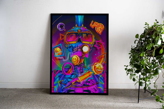Skull with Emojis Asian Style Poster | Wall Art for Home & Office | High-Quality Print - High-Quality Visual Display