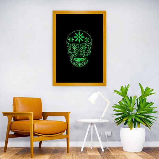 Skull with flowers weed Asian Style Poster | Wall Art for Home & Office | High-Quality Print - High-Quality Visual Display