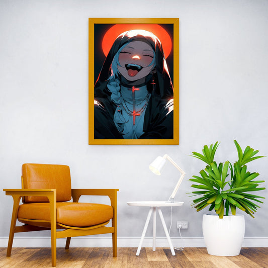 Smiling Nun with Cross Asian Style Poster | Wall Art for Home & Office | High-Quality Print - High-Quality Visual Display