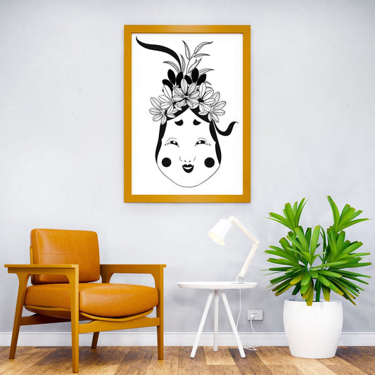 Smiling floral Sumo mask Asian Style Poster | Wall Art for Home & Office | High-Quality Print - High-Quality Visual Display