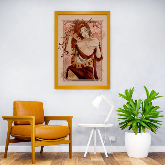 Snake Woman Art Deco Asian Style Poster | Wall Art for Home & Office | High-Quality Print - High-Quality Visual Display
