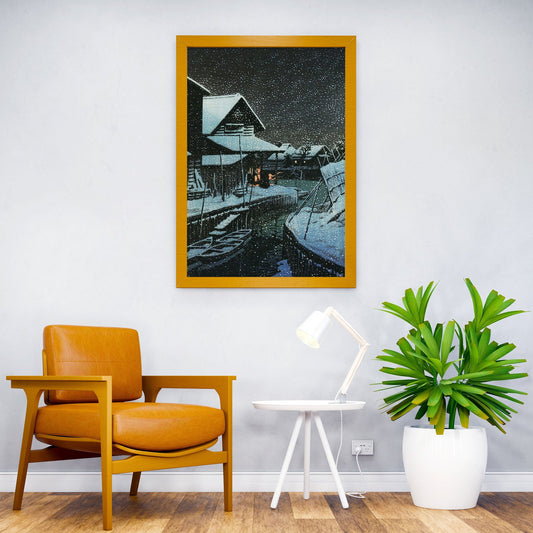 Snow Night at Urayasu Asian Style Poster | Wall Art for Home & Office | High-Quality Print - High-Quality Visual Display