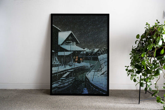 Snow Night at Urayasu Asian Style Poster | Wall Art for Home & Office | High-Quality Print - High-Quality Visual Display