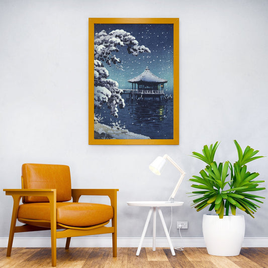 Snow at the Ukimido Katada Asian Style Poster | Wall Art for Home & Office | High-Quality Print - High-Quality Visual Display