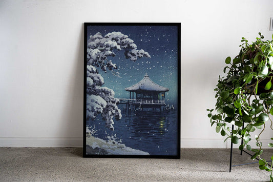 Snow at the Ukimido Katada Asian Style Poster | Wall Art for Home & Office | High-Quality Print - High-Quality Visual Display