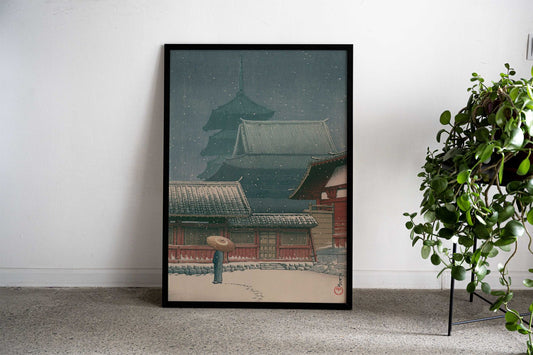 Snowfall in Kyoto Asian Style Poster | Wall Art for Home & Office | High-Quality Print - High-Quality Visual Display