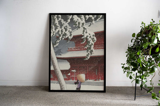 Snowy Temple Gate Asian Style Poster | Wall Art for Home & Office | High-Quality Print - High-Quality Visual Display