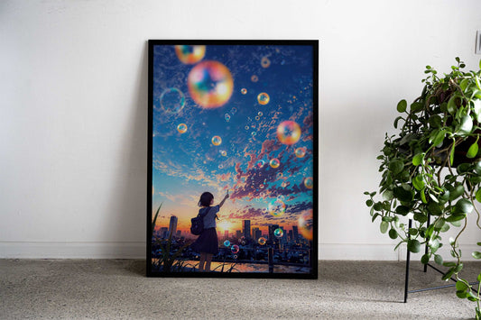 Soapbubbles Asian Style Poster | Wall Art for Home & Office | High-Quality Print - High-Quality Visual Display