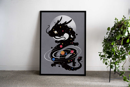 Space black dragon galaxy Asian Style Poster | Wall Art for Home & Office | High-Quality Print - High-Quality Visual Display