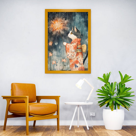 Sparks in the Rain Asian Style Poster | Wall Art for Home & Office | High-Quality Print - High-Quality Visual Display