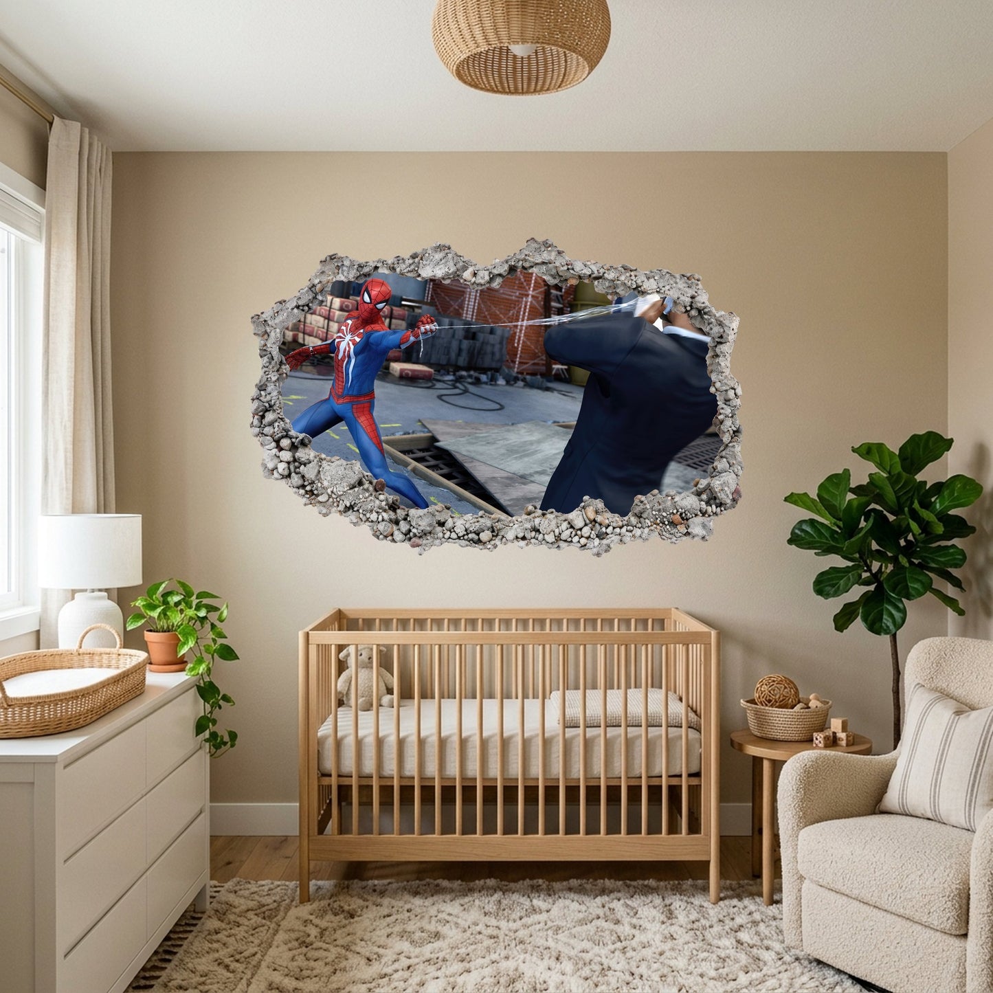 Spider-Man Marvel Superhero Bedroom Decor 3D Smashed Wall Decal 259