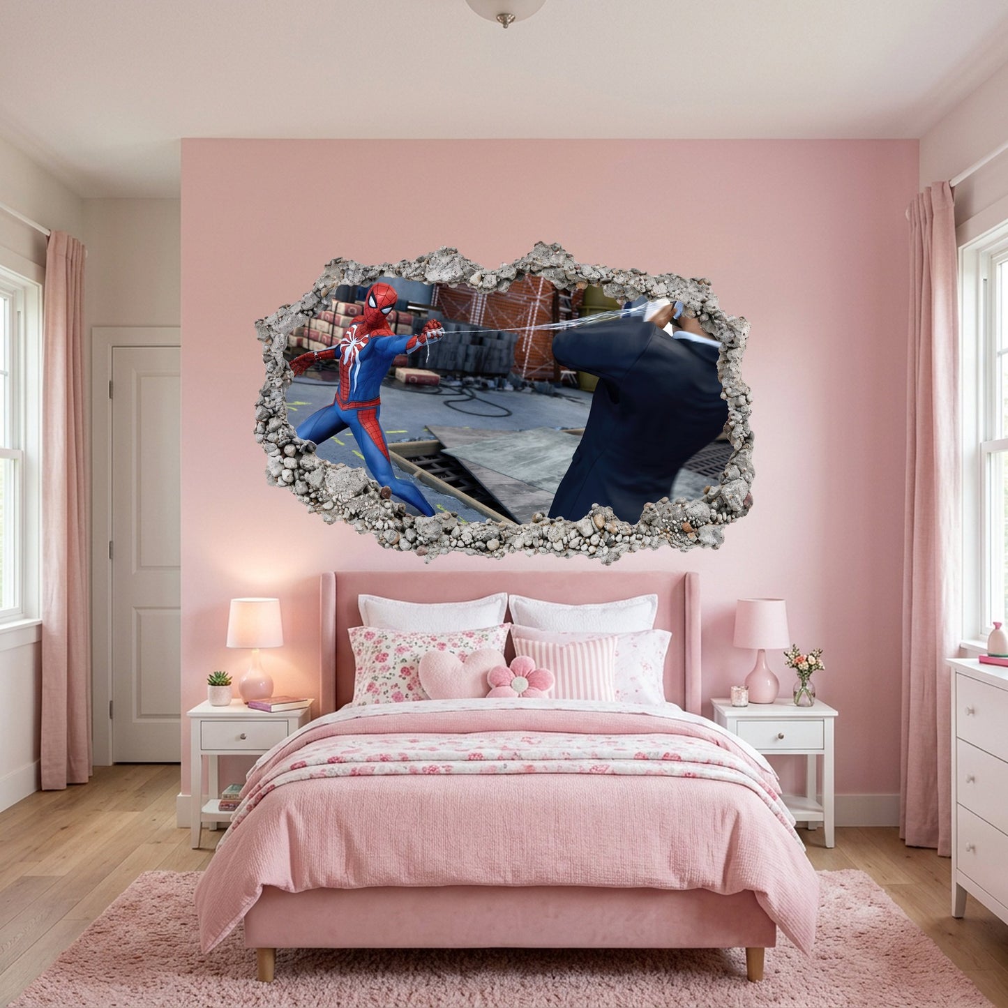 Spider-Man Marvel Superhero Bedroom Decor 3D Smashed Wall Decal 259