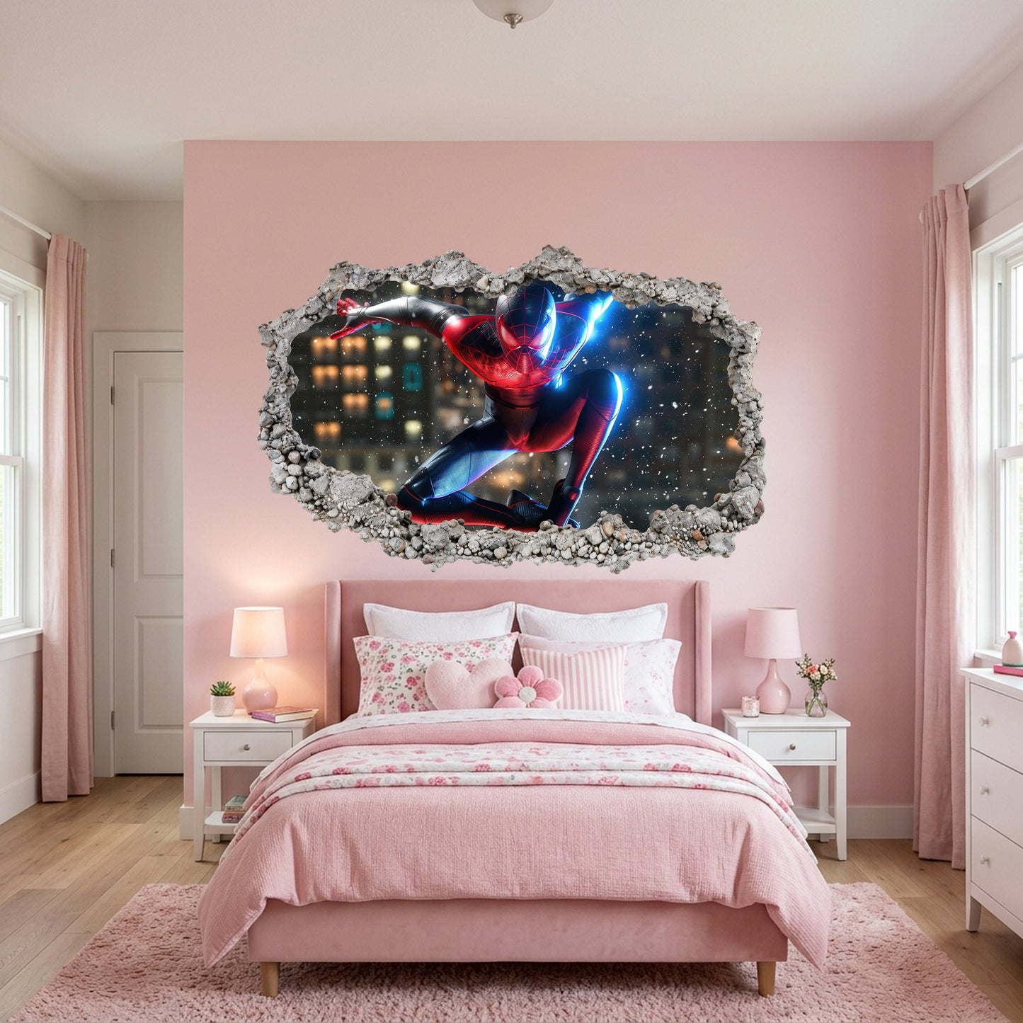 Spider-Man Marvel Superhero Bedroom Decor 3D Smashed Wall Decal 271
