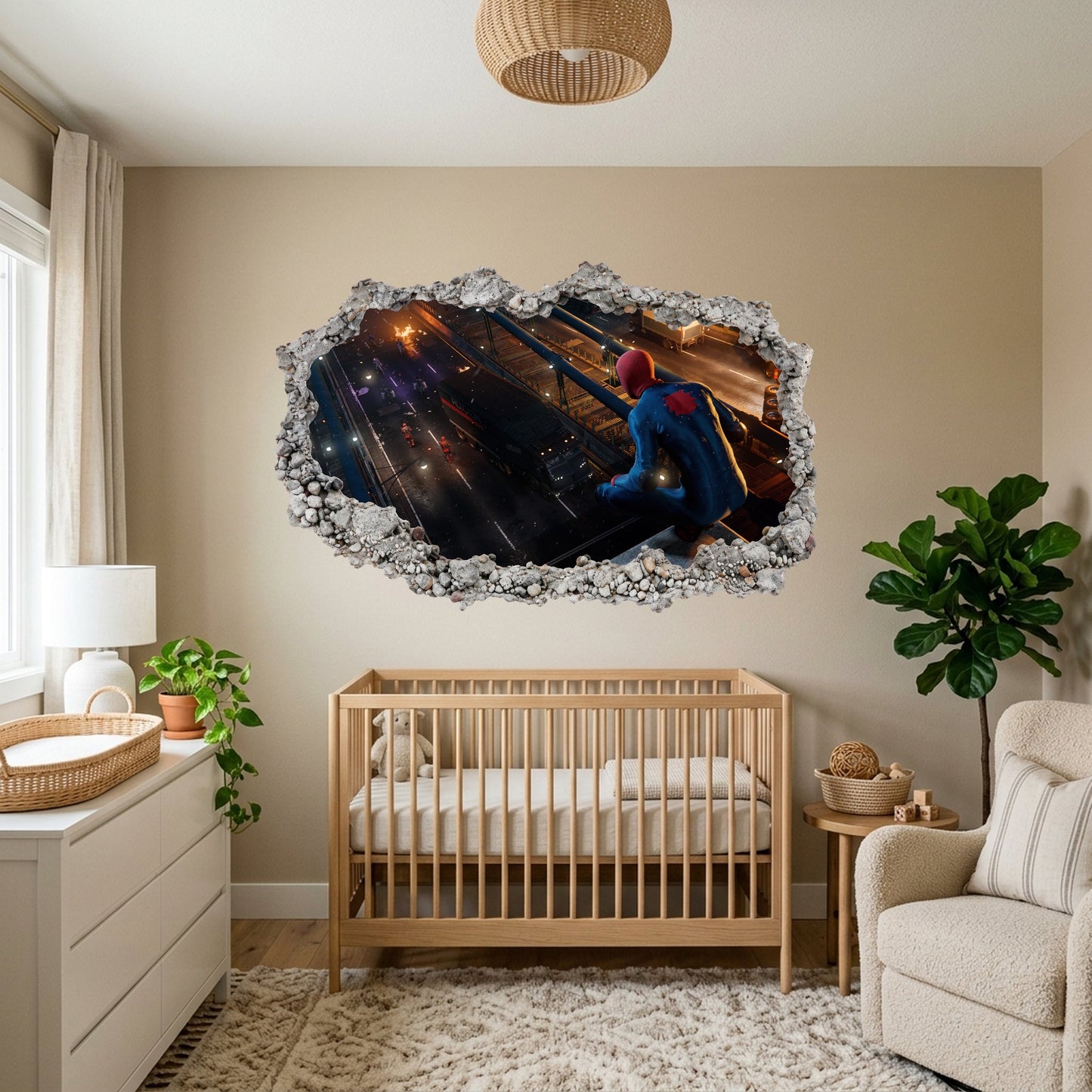 Spider-Man Marvel Superhero Smashed Brick Decal 3D Wall Hole Decal 264