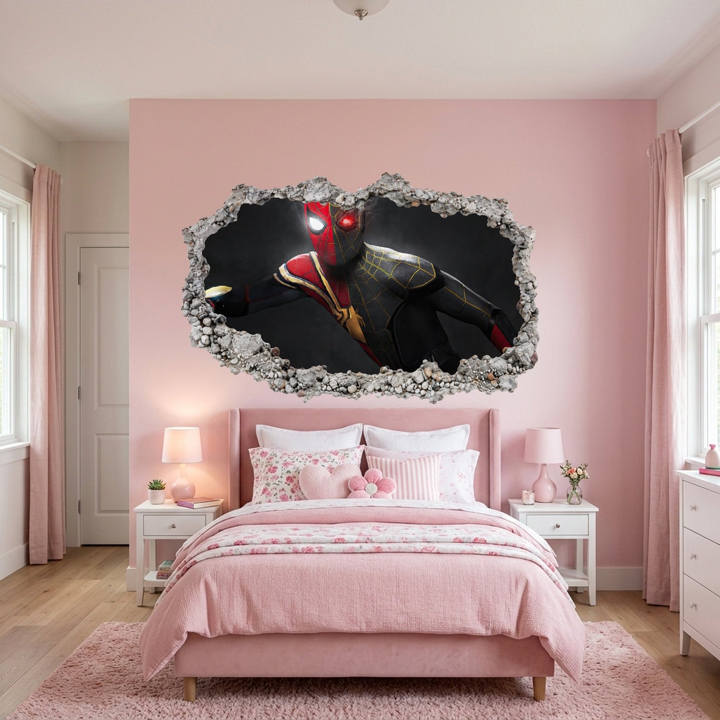 Spider-Man Peter Parker 3D Smashed Wall Decal 3D Effect Sticker 228
