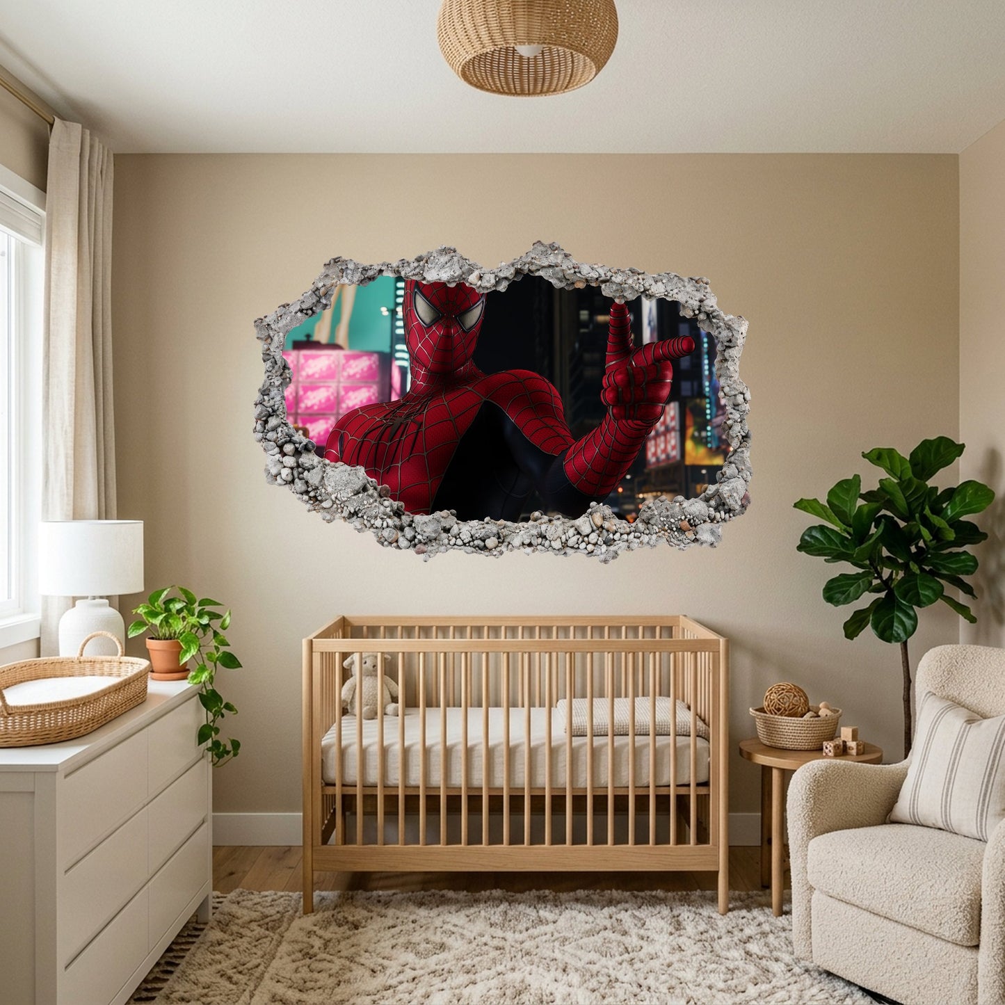 Spider-Man Peter Parker 3D Wall Hole Decal Bedroom Decor 221