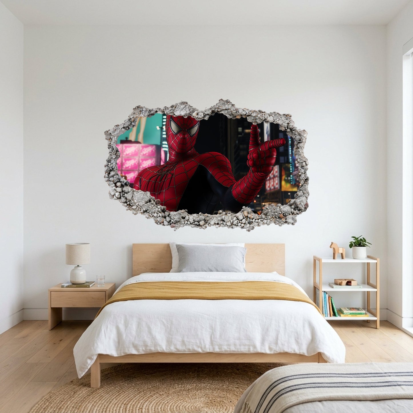Spider-Man Peter Parker 3D Wall Hole Decal Bedroom Decor 221