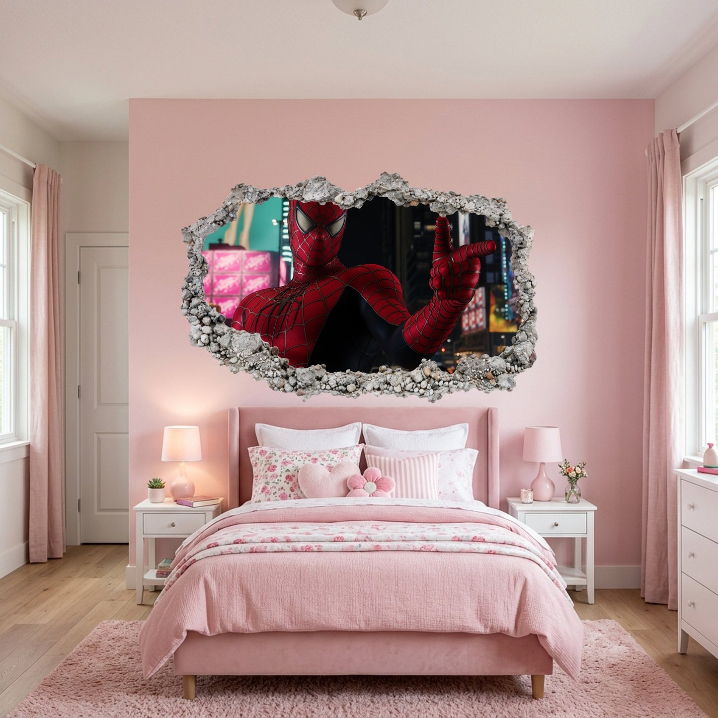 Spider-Man Peter Parker 3D Wall Hole Decal Bedroom Decor 221