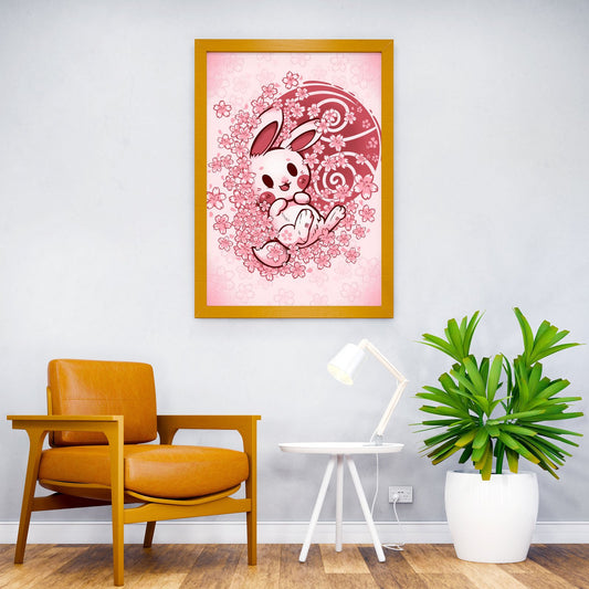 Spring Blossom Bunny Asian Style Poster | Wall Art for Home & Office | High-Quality Print - High-Quality Visual Display