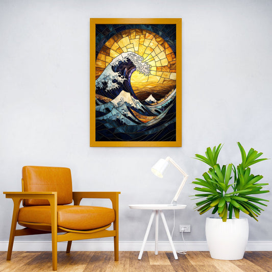 Stained Glass Great Wave Asian Style Poster | Wall Art for Home & Office | High-Quality Print - High-Quality Visual Display