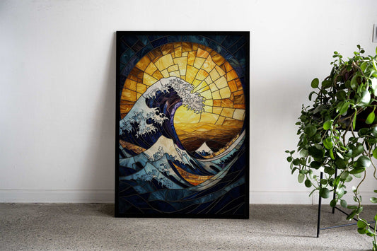 Stained Glass Great Wave Asian Style Poster | Wall Art for Home & Office | High-Quality Print - High-Quality Visual Display
