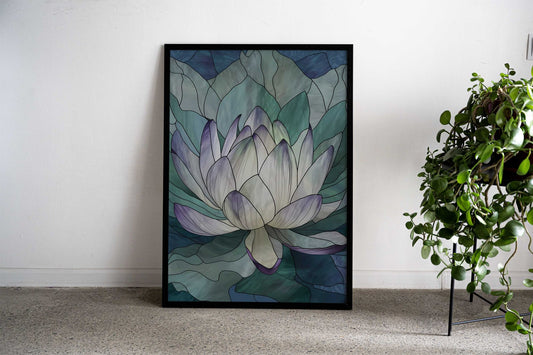 Stained Glass Lotus Asian Style Poster | Wall Art for Home & Office | High-Quality Print - High-Quality Visual Display