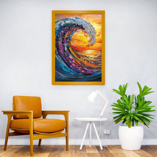 Stained glass Hokusai wave Asian Style Poster | Wall Art for Home & Office | High-Quality Print - High-Quality Visual Display