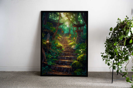 Stairs to the Pagoda Asian Style Poster | Wall Art for Home & Office | High-Quality Print - High-Quality Visual Display