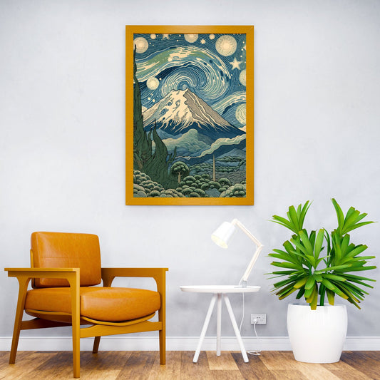 Starry Night Mount Fuji Asian Style Poster | Wall Art for Home & Office | High-Quality Print - High-Quality Visual Display