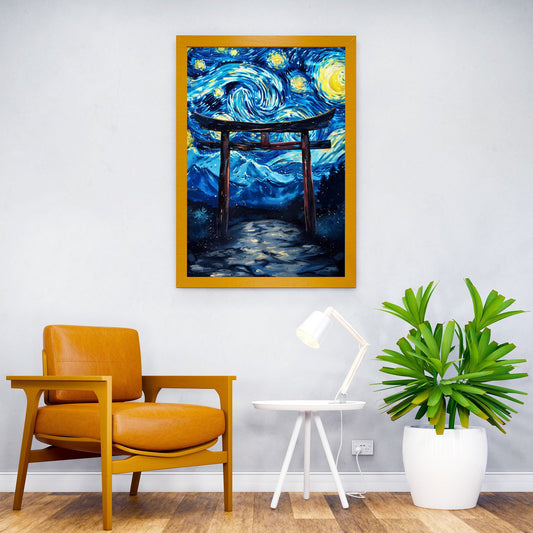 Starry Night Torii Gateway Asian Style Poster | Wall Art for Home & Office | High-Quality Print - High-Quality Visual Display