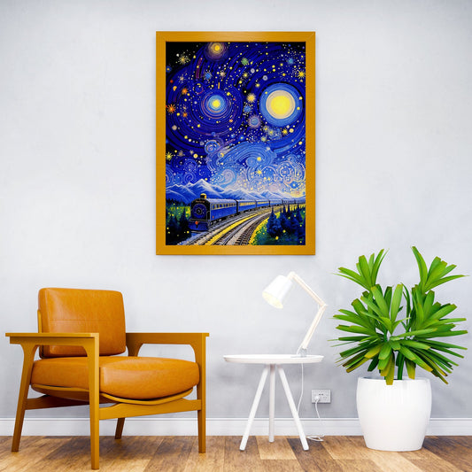 Starry Night Train Asian Style Poster | Wall Art for Home & Office | High-Quality Print - High-Quality Visual Display
